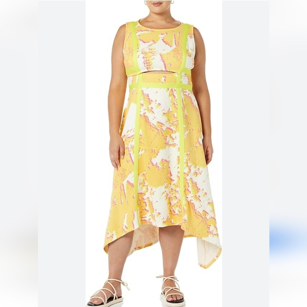 Making The Cut Sleeveless Cut Out Asymmetric Hem Maxi Dress